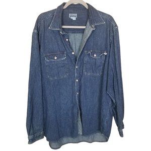 Guess Mens XL Blue Medium Wash Long Sleeves Button